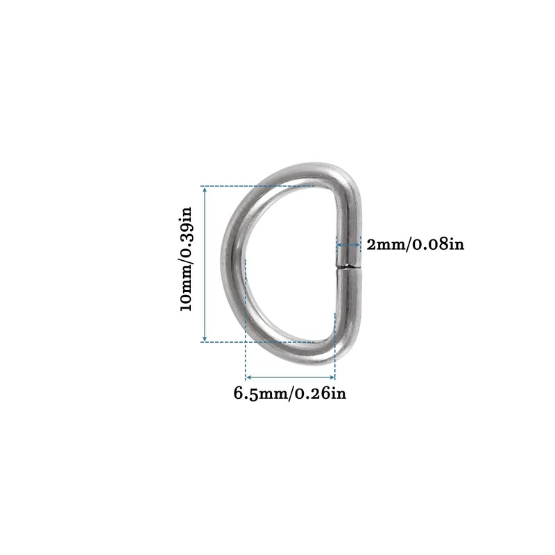QUARKZMAN 10 mm D Ring x 50 Pieces Semicircular Unwelded