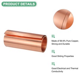 M METERXITY Copper Sheet Roll, 2000 x 100 x 0.06mm/ 6.56ft x 3.9" x 0.002" Metal Foil Sheet Roll, Pure Copper Strip for House Repair/DIY Projects/Electrical/Crafts/Roofing Flashing