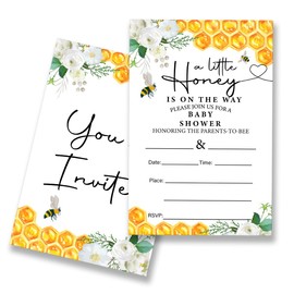 EUDOSI Honey Baby Shower Invitations Set of 20 with Envelopes, Double Sided