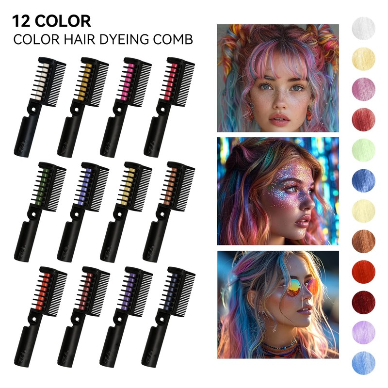 BEUKING Temporary Color Hair Dyeing Comb, Disposable Folding Hair Dye