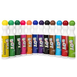 Darice Washable Dot Markers for Toddlers, 12 Colors (40ml 1.35oz) Paint Marker Dot Art Set, Water Based Non-Toxic Bingo Daubers for Kids
