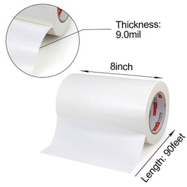 Wide Duct Tape, Industrial Grade 30Yards (90 ft) Wide 8'' Tape Duct, 9 Mil Heavy-Duty, Waterproof, Strong, Flexible, No Residue, for Crafts & Home Improvement (White, 8'' x 90ft)