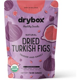 Drybox Organic Dried Turkish Figs No Sugar Added, 1 Pack Smyrna Fig Unsulfured Unsweetened Non-GMO - Natural Dried Fruit for Snacking, Charcuterie Board, Baking | Resealable 1 lb per Pack, Total 1 lb
