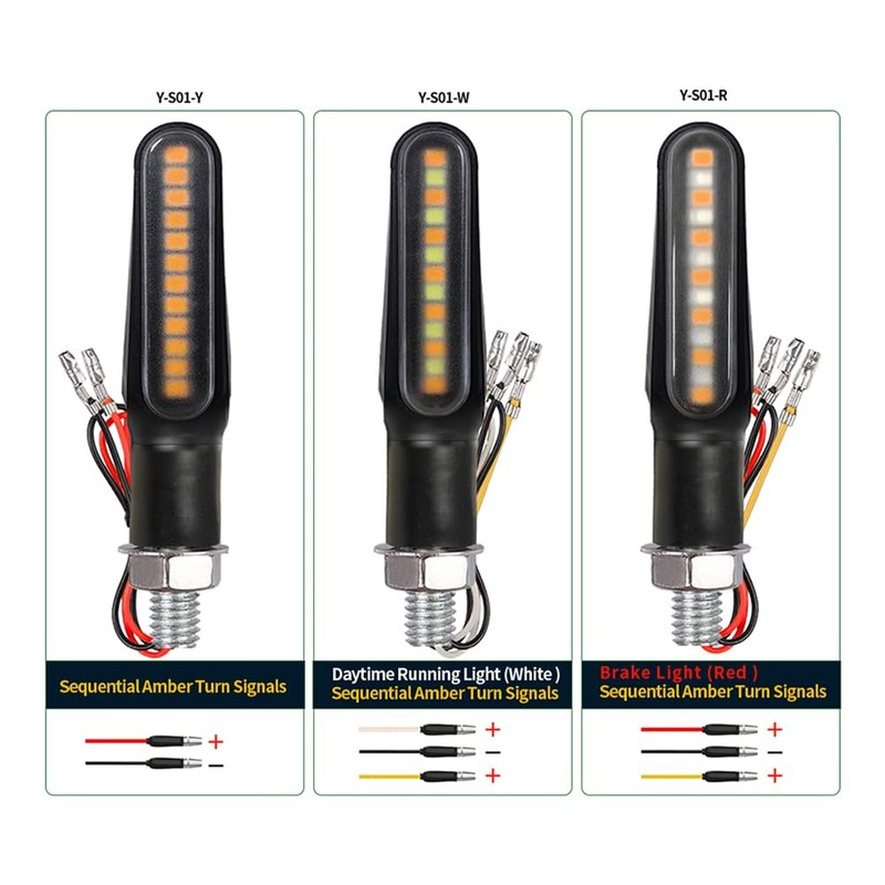 BlyilyB Motorcycle Blinkers Indicator Sequential Turn Signal Amber LED Lamp