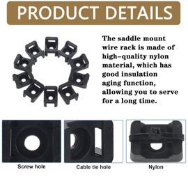 Pack of 120 Cable Tie Holders, Cable Ties Set with 120 Screws, Cable Holder Screwable Cable Tie Fastening, Black Nylon Saddle Holder Cable Management, Cable Clamps for Home Office