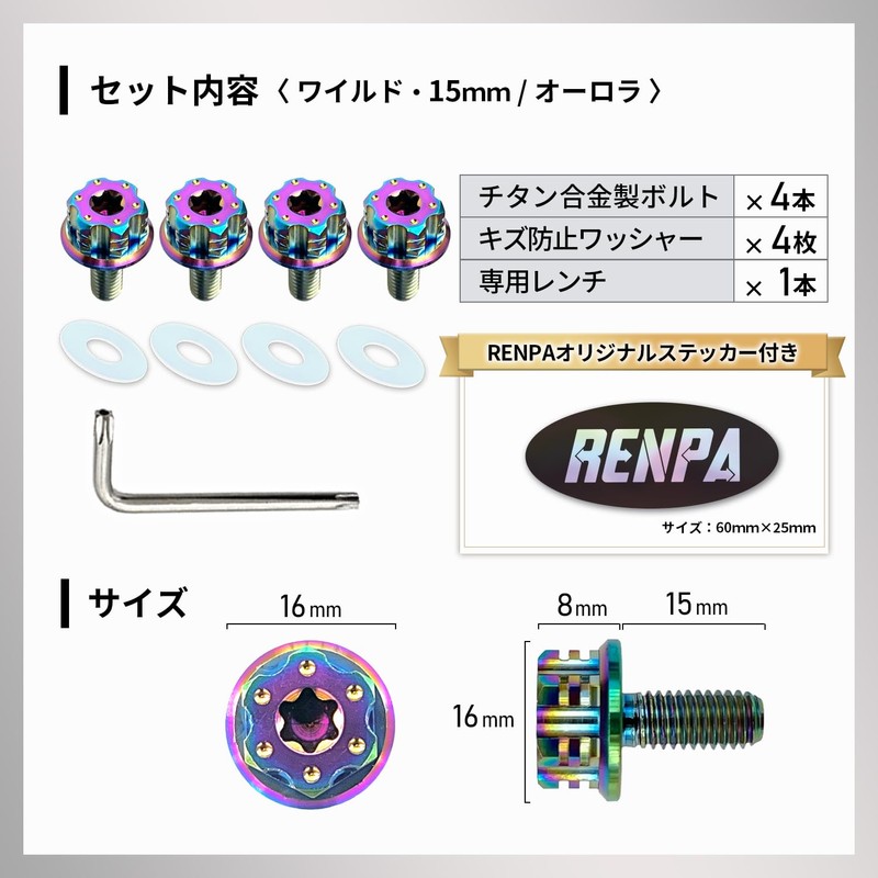 RENPA Titanium Alloy License Plate Specific Bolt Wild Design Vehicle