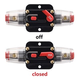 RKURCK 20 Amp Circuit Breaker Manual Reset Inline Fuse Inverter for Car Marine Trolling Motors Boat ATV Audio Solar Inverter System Protection 12V-24V DC 20 Amp (Fuse Holder, 20A)