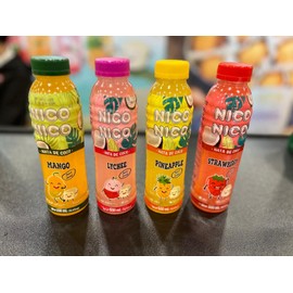 NICONICO COCONUT GEL JUICE DRINK-VARIETY PACK [16.9 fl oz, Pack of 12 (3 bottle of each Mango/Lychee/Strawberry/Pineapple)] Refreshing 30% Fruit Juice Drink with Coconut Gel