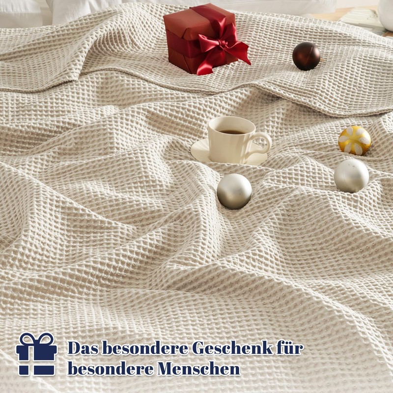 PHF C Waffle Sofa Blanket Linen 130 x 150 cm