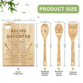 Mothers Day Daughter Gifts, Daughter Kitchen Gifts from Mom, Birthday Gift Wooden Cutting Board with Cooking Utensils Set with Apron, Great Daughter Mother's Day Gift