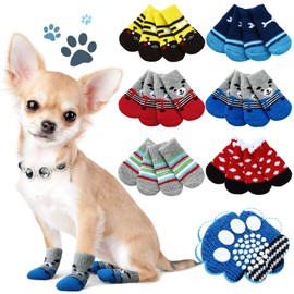 Sadnyy 24 Pcs Dog Socks for Small Medium Large Non Slip Pet Puppy Dog Socks Paw Protectors Outdoor Traction Control for Hot Pavement Hardwood Floor Protection, 6 Styles(Medium)