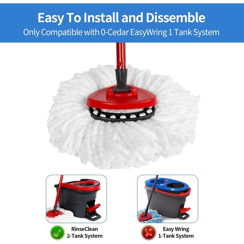 6 Pack Spin Mop Replacement Heads for Vileda, fit O-Cedar