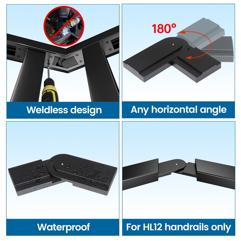 Muzata HL12 LED Handrail Accessories - 2Pack Level Pivot Connector