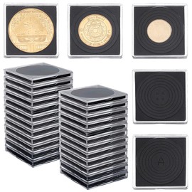 AHANDMAKER 50 Pcs Clear Square Silver Dollar Coin Snap Holders Coin Collection Case of 10 Size with Adjustable Gasket for Collectors American Silver Eagle Liberty Coins JFK Half Dollar
