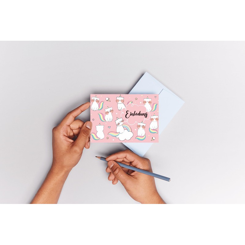 Edition Colibri 10 Unicorn Cat Invitations: Birthday Invitations for Children,