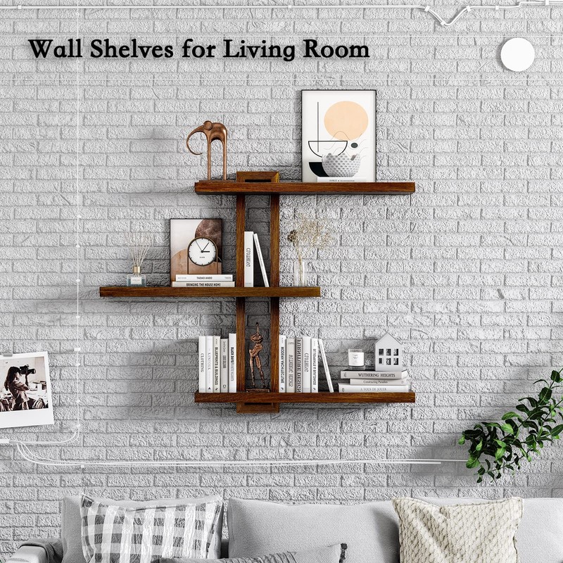 yaqew Variable Floating Shelves Wood Set of 3, Cube Wall