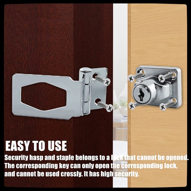 Hasp Door Lock 2 Pcs Heavy Duty Padlocks with Keys