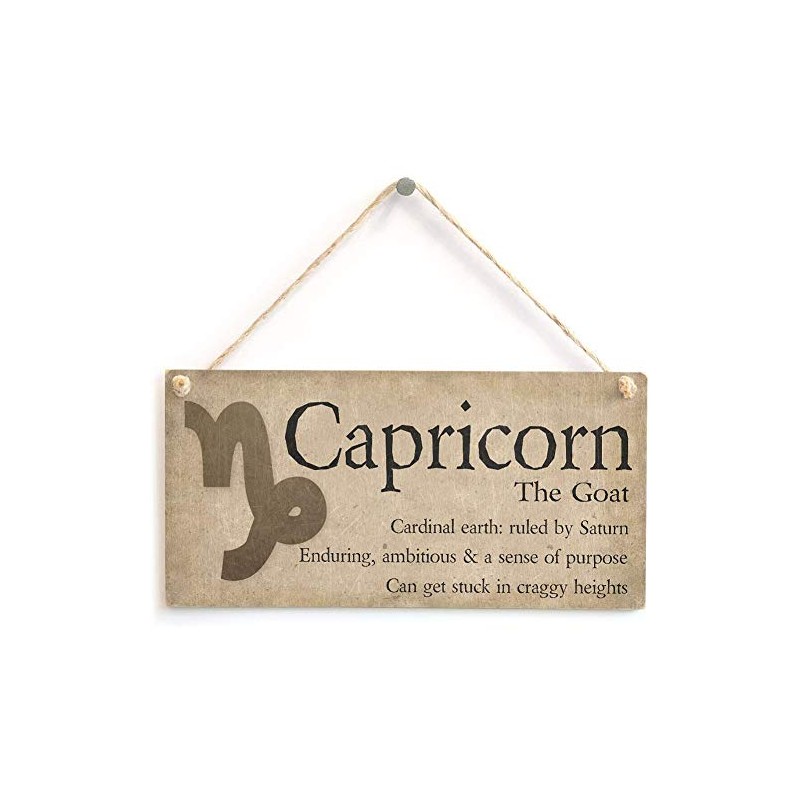 Hty Capricorn The Goat - Zodiac Wall Sign, Wooden Plaque,