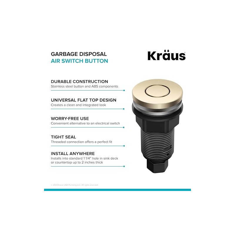 KRAUS Flat-Top Garbage Disposal Air Switch Button in Spot-Free Antique