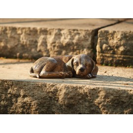 Roman Garden - Bronze Sleeping Dog Statue, 3.25H, Garden Collection, Resin and Stone, Decorative, Garden Gift, Home Outdoor Decor, Durable, Long Lasting