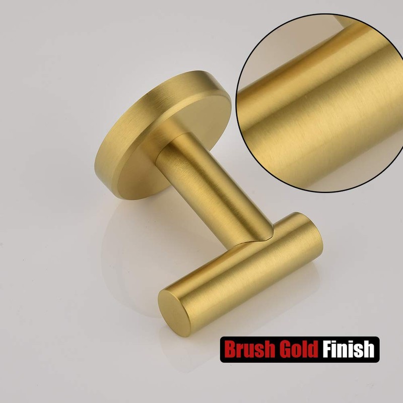 JQK Bathroom Towel Hook Brushed Gold, Brass Coat Robe Clothes