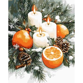 MAXBYE Malen Nach Zahlen Erwachsene, Christmas Paint by Numbers Tannenzapfen DIY Handgemalt Ölgemälde Kit Leinwand Acrylfarben Painting für Home Decor Geschenk, Ohne Rahmen 40x50cm
