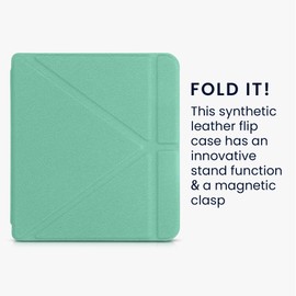 kwmobile Case Compatible with Kobo Libra 2 Case - Faux Leather Case - eReader Protective Case - Cover Mint Green