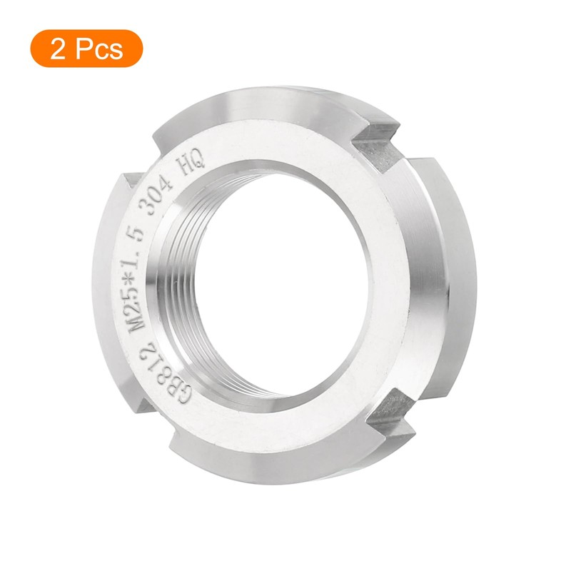 uxcell M25 x 1.5mm - 2Pcs Retaining Four-Slot Slotted Round
