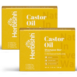 Herbishh Castor Oil Shampoo Bar – Nourishing Solid Shampoo Bar for Hair Growth & Thinning Hair – Castor Oil Shampoo Soap for Moisturized Scalp – Natural Soap 3.53 oz Pack of 2