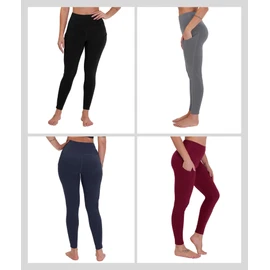 CAMPSNAIL 4 Pack Yoga Pants with Pockets for Women - High Waist Tummy Control Soft Leggings for Workout Gym