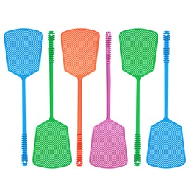 XEHAHOSH Fly Swatter Durable Plastic Heavy Duty Set, 6 Pack Colorful Can be Suspended Long Handle Flyswatter, Non-Slip Fly Swatter for Indoors, Classroom,Office and Outdoor