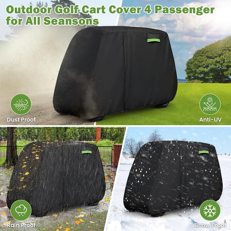 Waterproof Golf Cart Cover 4 Passenger for Yamaha/E-Z-Go/Cushman/Club Car/Evolution/ICON, Heavy
