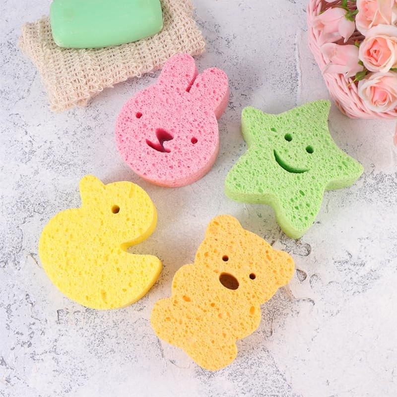 HOMSFOU Baby Bath Sponge, Skin Friendly Bath Scrubber for Newborn