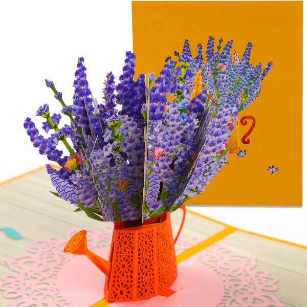 JOFONY 3D Pop Up Card, Lavender Birthday Card with Envelope,