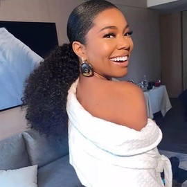 20 Inch Afro Kinky Curly Human Hair Ponytail for Black Women Ponytail Extension Kinky Curly Afro Ponytail Clip In Human Hair Extension Natural Looking Black 12A Brazilian Hair