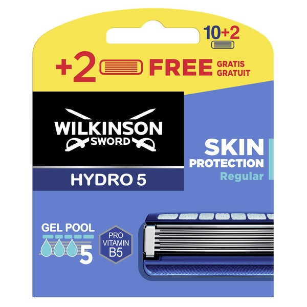 Wilkinson Hydro 5 Skin Protect Regular Razor Blades for Men, Pack of 12, Pack of 12