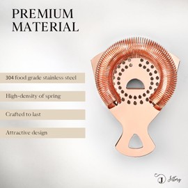 Jettory Cocktail Strainer, Cocktail Strainer, Stainless Steel Bar Strainer, Suitable for All Shakers, High-Quality Bar Accessories (Rose Gold)