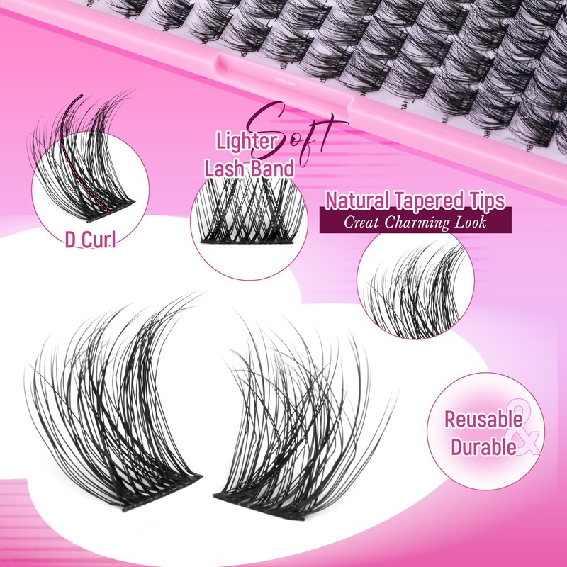 Ruairie Lash Clusters Wispy Eyelash Cluster Eyelash Extensions 154pcs Fluffy