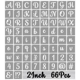BAMIDELE 2 Inch Alphabet Letter Stencils for Painting, 66 Pcs Reusable Plastic Calligraphy Letter Stencils and Numbers Template Kit for Painting on Wood, Chalkboard, Fabric, Door Porch, Wall Art