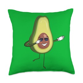 Dustwear Design - Dabbing and Dab Dancing Dabbing Avocado Fruit Throw Pillow, 18x18, Multicolor