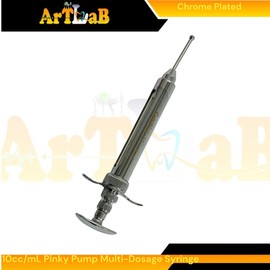 10mL Pinky Pump Syringe for Snake and Reptile Feeding | Multidosage Automatic Feeding Syringe | Chrome Plated