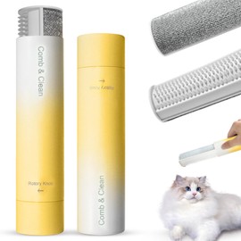 TUXTOOX Pet Hair Removal Tool 2-in-1 Pet Grooming Hair Comb & Hair Brush Cleaner Used For Removing Cat Dog Hair from Sofas, Clothes (Orange)