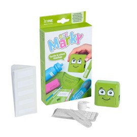 DIY MARKY - Customisable Stamp for Children | For Clothes and Children's Items | Includes Ink for up to 1000 Prints | Complete Set with Labels and Thermal Tape | (Green)