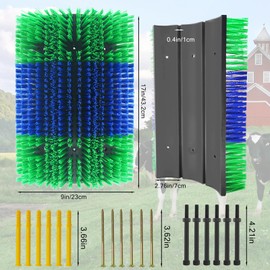 Sayutie Livestock Scratching Brush Green Upgraded Large Goat Brush Cow Scratcher Brush Anti-Itch Tool Massage Grooming Cattle Brush With 12 Screws For Horses，Goat,Cattle,Cow,Sheep, Pigs（2pack）