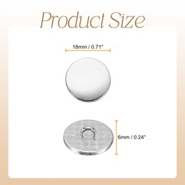 sourcing map 10pcs 28L Metal Round Buttons 18mm 11/16" Zinc Alloy Shank Flat Sewing Button Craft Replacement Buttons for Clothing Decoration DIY Accessories, Silver