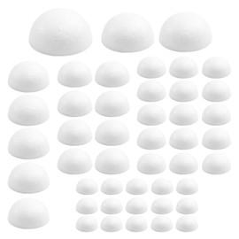 Craft Half Foam Balls 45 Pack 6 Sizes(1-2.75 Inches) White Polystyrene Half Round Balls Smooth Foam Balls Half Round for Arts and Crafts, DIY Craft for Home and Supplies School Craft Project