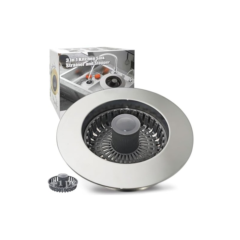 Kitchen Sink Drain Strainer, 3 in 1 Pop Up Kitchen