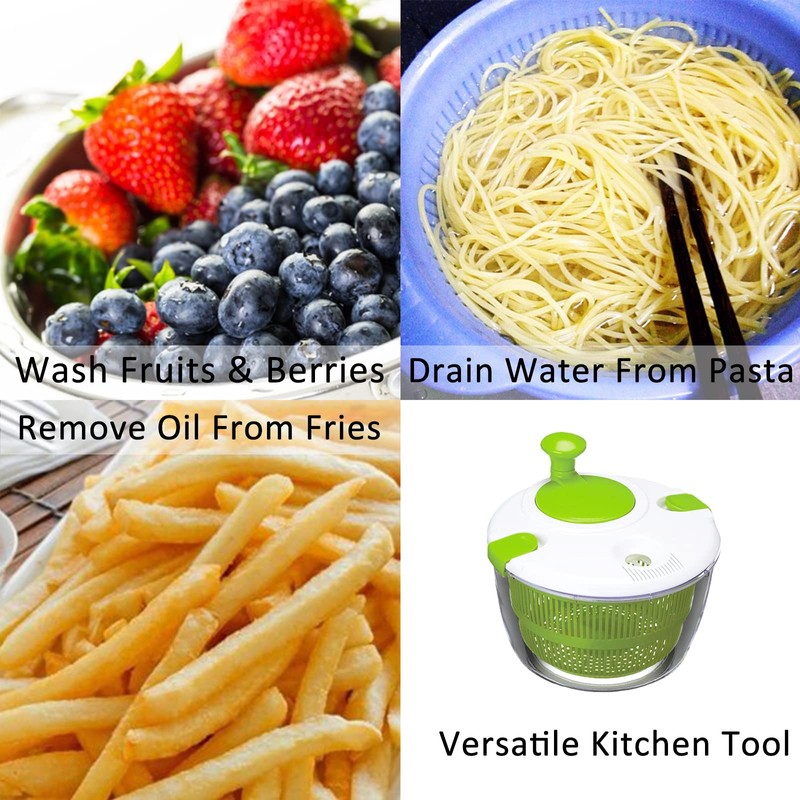 Salad Spinner, 5L Vegetable Washer Dryer Drainer Strainer with Bowl