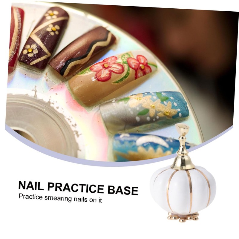 Mikinona Nail Practice Base Ceramic Pumpkin Nail Art Tool with