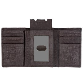 Juzar Tapal Collection RFID-Blocking Men’s Trifold Leather Wallet with Thumb ID Window, Key Holder, YKK Zippered Bill Slot, and Gift Pouch (J130TF Brown)